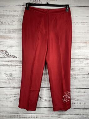 Ice Pants Women's 12 Straight Leg Embellished Beaded Pull On 30 Inseam Polyester